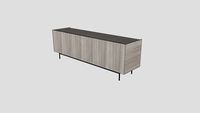Pliss Cabinet L180 Silk Georgette limestone Plissé front facing