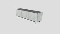 Pliss Cabinet L180 Bianco Carrara marble Plissé front facing