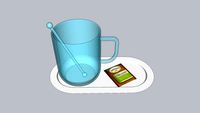 Teaglass with saucer and teabagg Theeglas