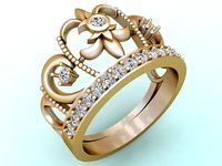 Crown Rings - Queen ring - Diamond ring - Womens Rings - N2394 | 3D
