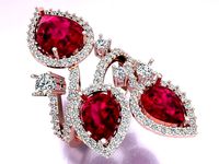 Gemstone rings - Teardrop-stone ring - Diamond rings - N3836 | 3D