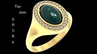Signet ring with cabochon | 3D