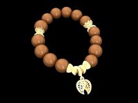 24k leaves charm for bracelets 2681 | 3D