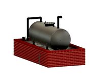 Model Railway Oil Tank with Brick Bund | 3D