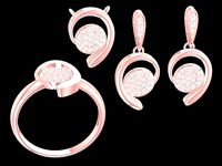 set diamond ring pendant and earrings 2623 | 3D