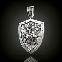 Saint George shield prayer dragon slayer rider pendant  | 3D