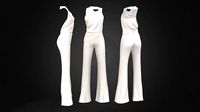 White Pants Sleeveless Pinned Cowl Neck Outfit