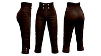 High Waist Double Buttons Capri Pants