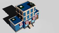 low poly super market building
