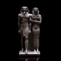 Greywacke statue of Menkaura and Queen Khamerernebty II
