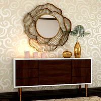 Living Room Wood Flower Mirror Table Artdeco Set 3D