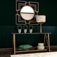 Living Room Wood Mirror Table Glass Metal Artdeco Set