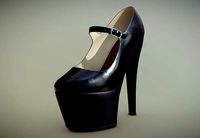 Black Female Latex high heel shoe