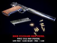 High Standard HDM - WW2 USA Pistol - Game ready PBR 3D model