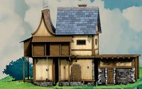 ghibli style of fantasy Stylized Medieval House