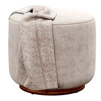 Sinclair Round Ottoman Whistler Oyster Suede by FourHands