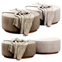 Sinclair Large Round Ottoman Whistler Oyster Suede by Four Hands