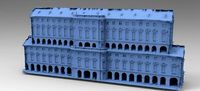 Venetian Stone courtyard architecture 2 levels  3D