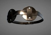 Black leather BDSM blindfold head strap