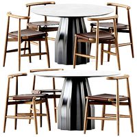 Burin Table D120 by Viccarbe and Chair Emilia Kuoio by Meridiani