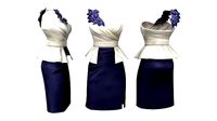Rose Decor Shoulder Strapless Peplum Dress