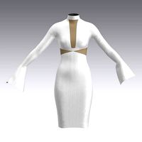 DRESS V NECKLINE RUFFLED SLEVEE DEKOLETTE PENCIL  FORM DRESS