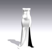 DRESS STRAPLESS SLIT LONG DRESS WHITE SATIN