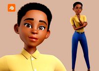 Cartoon Black Woman Rigged with 28 Custom Poses