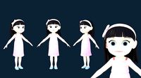 3d Model Cartoon Young girl Child Model with rigged