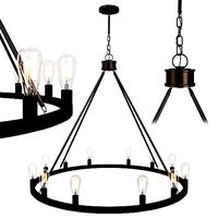 Bainbridge 12 Light Bronze Industrial Round Chandelier