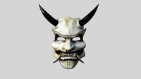 Oni Mask 07 White Full - Hannya Fantasy Character Design
