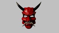 Oni Mask 01 Red Gold - Hannya Fantasy Character Design