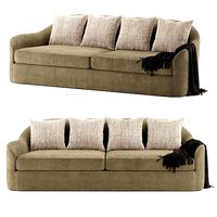 Modern sofa with throw blanket and cushions