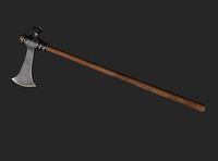 Classic Germanic poleax with wooden handle