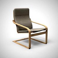 POANG armchair birch veneer light beige