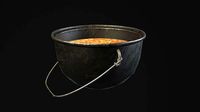 Old Cauldron With Stew Game Ready
