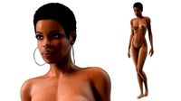 Nude Light Skin Black Woman Walking Pose