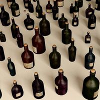 Bottles and wooden bottles cabinets