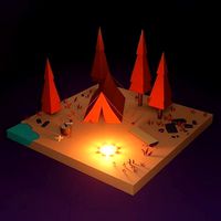 Low-poly Autumn camp