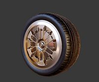 3D Model Car Wheel within Tire