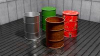 Industrial Oil Barrels - Set of 4