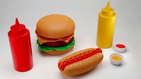 SIMPLY DELICIOUS TOON COMBO HOTDOG HAMBURGER AND SAUCES 3D