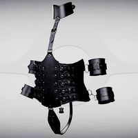BDSM Black Leather Bondage Restraint Corset
