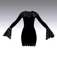 LACE BLACK DRESS RUFFLED SLEVEE AD SCALLOP SLEVEE LOOK