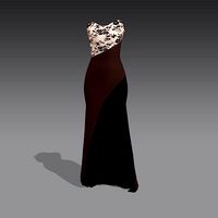 DRESS ASYMETRIC STRAPLESS LACE BROW DRESS LOOK