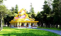 Architectural Exterior Myanmar Monastry Building