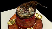 Chinese zodiac drinking tiger in dragon bowel