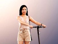Anita 11312 - Asian Woman Pushing Scooter