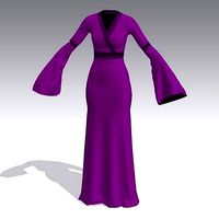 DRESS  RUFFLED SLEVEE PURPLE LOOK V NECKLINE