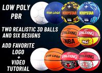 basketball and soccer ball Lowpoly 3d model with video tutorial